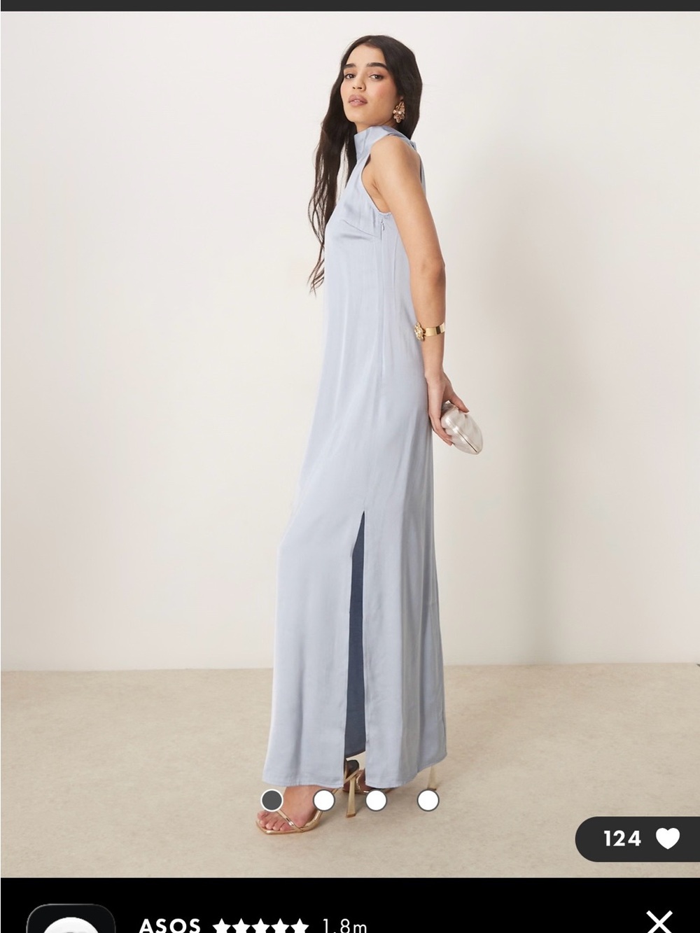 ASOS Pale Blue Sleeveless Maxi Dress with Side Slit
